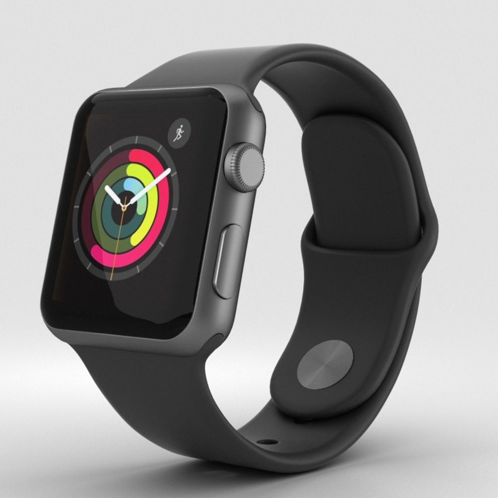 Apple Watch Series 2 38mm Case Space Gray Aluminum- Sport Band Black